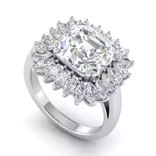 Square Shape Engagement Ring With Big Diamond