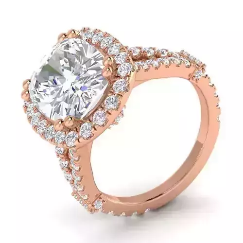 Round Shape Engagement Ring With Diamonds 2