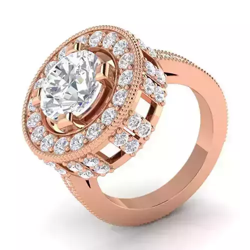 Round Shape Engagement Ring With Diamonds 3