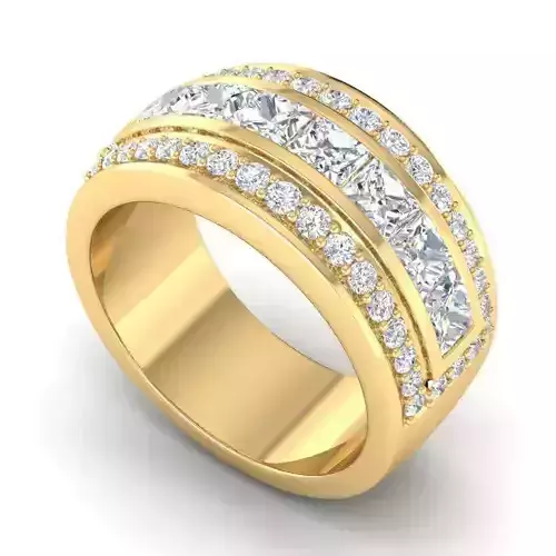 Wide Band Engagement Ring With Diamonds 17