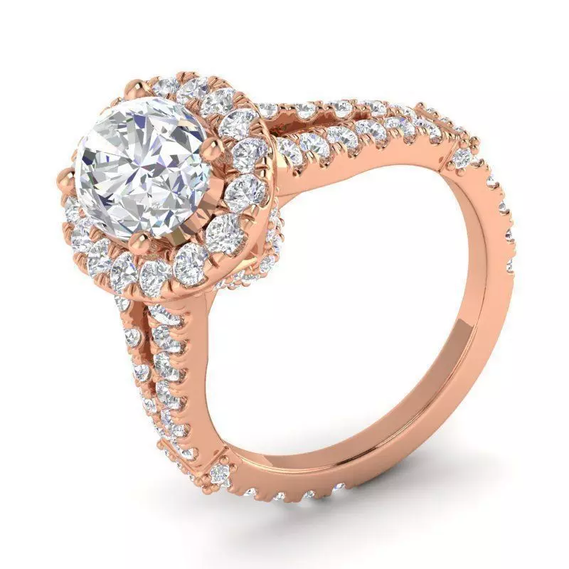 Round Shape Engagement Ring With Diamonds 4 3D print model_0