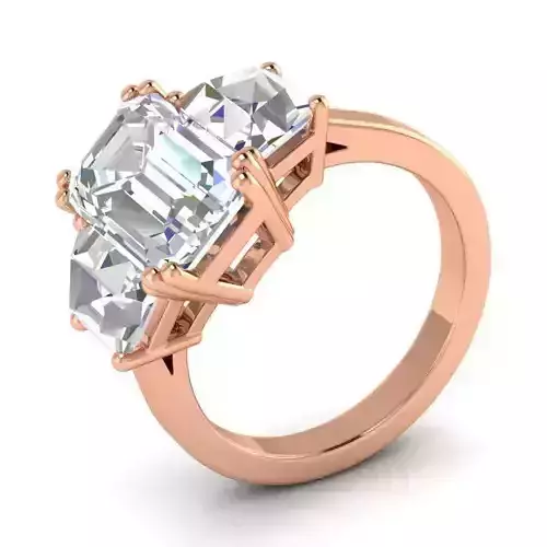 DER-3 Stone Engagement Ring With Diamonds 1