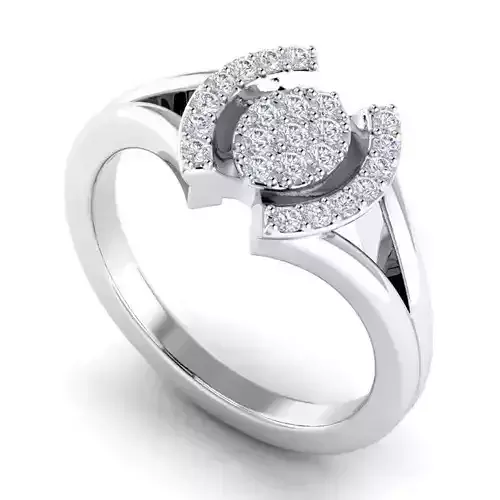 Eye Shaped Engagement Ring with Diamonds