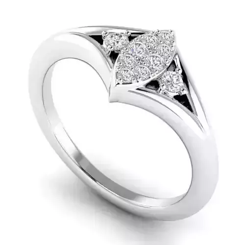 Eye Shaped Engagement Ring with Diamonds 1