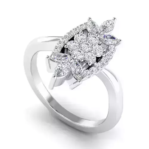 Flower Shaped Engagement Ring With Diamonds 28