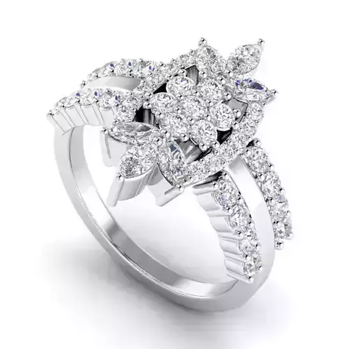 Flower Shaped Engagement Ring With Diamonds 29