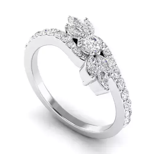Floral Design Engagement Ring With Diamonds