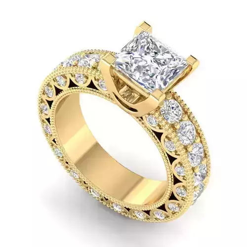 Engagement Ring With Square Diamonds