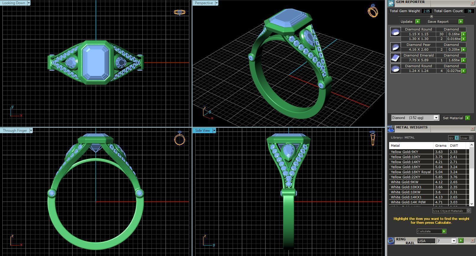 Engagement Ring With Rectangular Diamond Centerpiece 3D print model_1