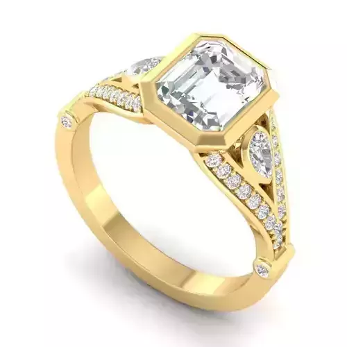 Engagement Ring With Rectangular Diamond Centerpiece