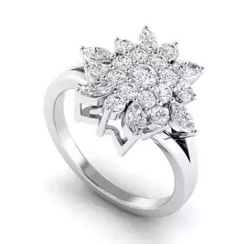 Flower Shaped Engagement Ring With Diamonds 30