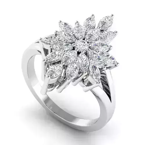 Flower Shaped Engagement Ring With Diamonds 31