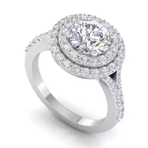 Round Shaped Engagement Ring With Diamonds 18