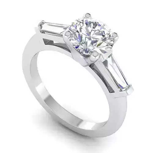 DER-3 Stone Engagement Ring With Diamonds 2