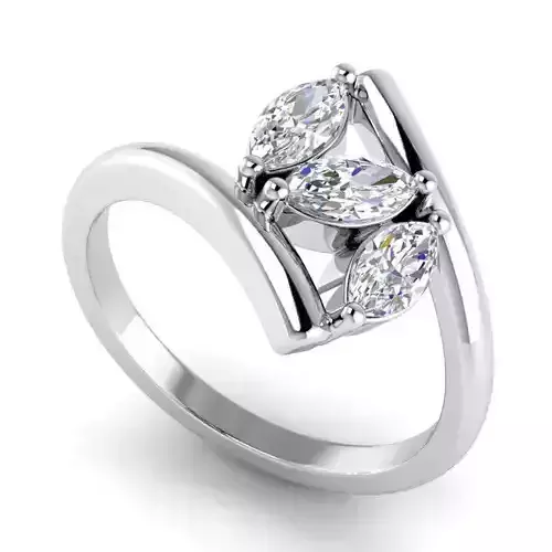 Spiral Diamond Engagement Ring With Leaf Designs