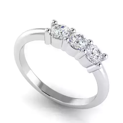 DER-3 Stone Engagement Ring With Diamonds 3