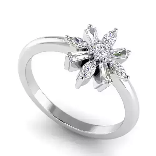 Flower Shaped Engagement Ring With Diamonds 33