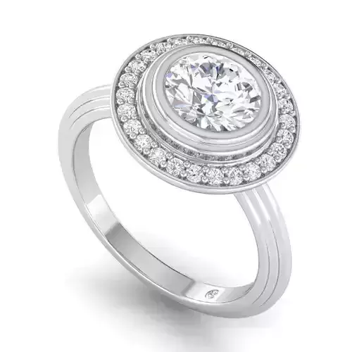 Round Shaped Engagement Ring With Diamonds 19