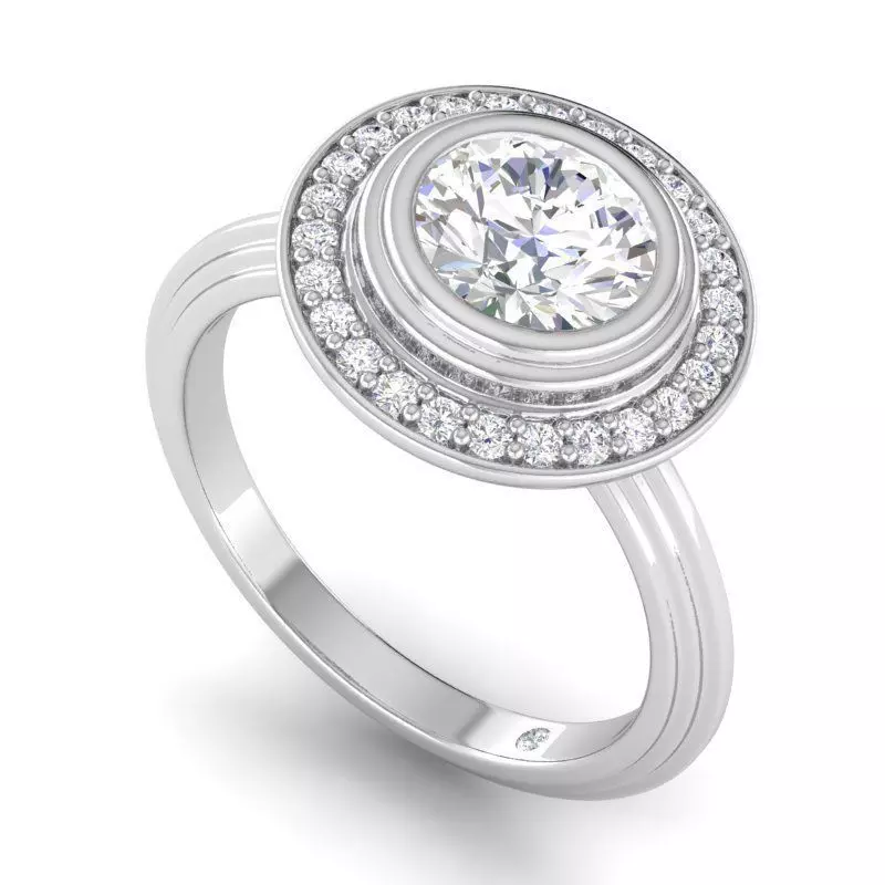 Round Shaped Engagement Ring With Diamonds 19 3D print model