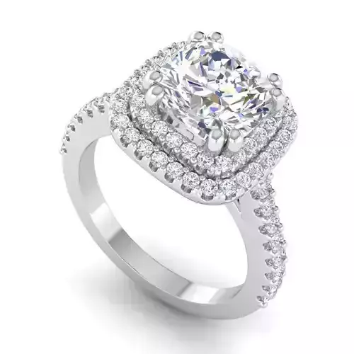 Square Shape Engagement Ring With Diamonds 2