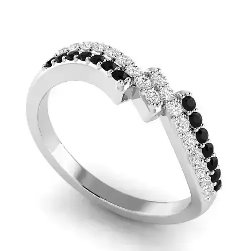 Spiral Shape Engagement Ring With Black Diamonds