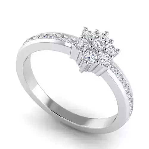 Flower Shaped Engagement Ring With Diamonds 35 3D print model