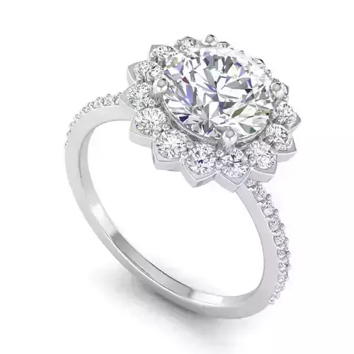 Flower Shaped Engagement Ring With Diamonds 38