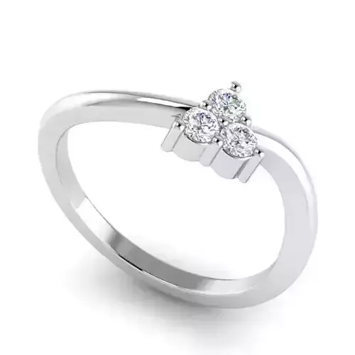 DER-3 Stone Engagement Ring With Diamonds 4 3D print model