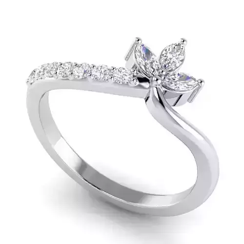 Engagement Ring With Leaf Design Diamonds