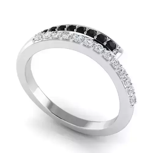 White Black Diamond Engagement Ring 1