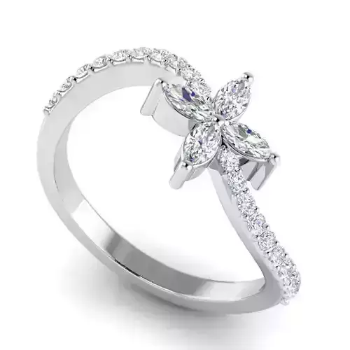 Flower Shaped Engagement Ring With Diamonds 39