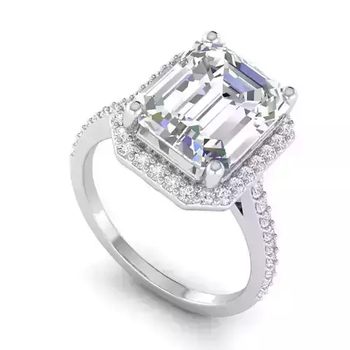 Rectangular Shape Engagement Ring With Diamonds 1