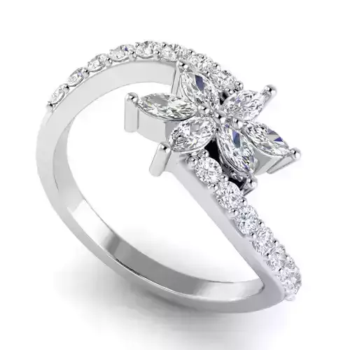 Flower Shaped Engagement Ring With Diamonds 40