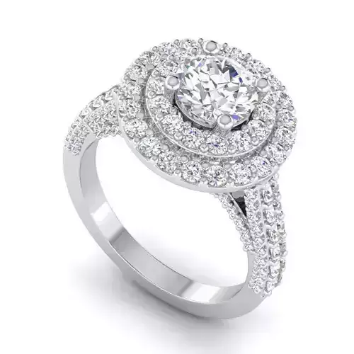 Round Shaped Engagement Ring With Diamonds 22