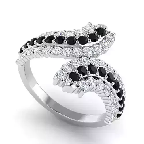 Spiral Shaped Engagement Ring With Black Diamonds 1