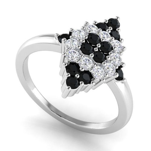 Rhombus Shaped Engagement Ring With Black Diamonds 1 3D print model
