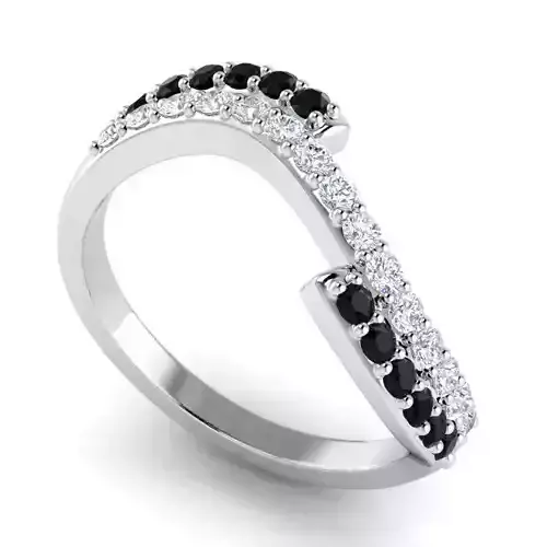 Distorted ring with black emeralds RG 119