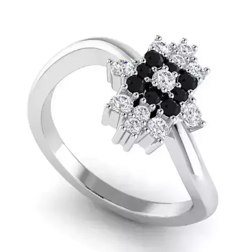 Distorted engagement ring with black emeralds RG 109 3D print model