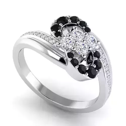 SIlver ring with black emeralds RG 101 b