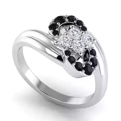 Spiral Shaped Engagement Ring With Black Diamonds 3