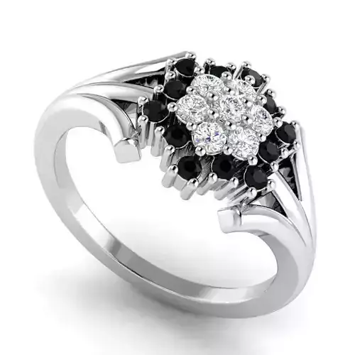 Silver ring with black emeralds RG 098