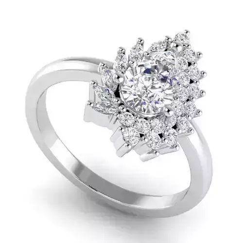 Leaf Shaped Engagement Ring With Diamonds 1