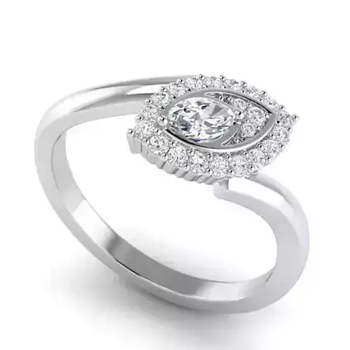 Eye Shaped Engagement Ring With Diamonds 3D print model