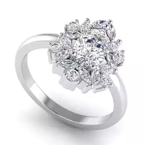 Floral Design Engagement Ring With Diamonds 3