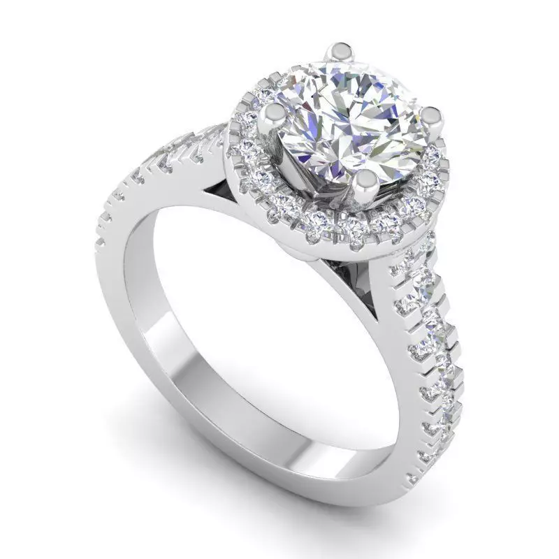 Round Shaped Engagement Ring With Diamonds 24 3D print model