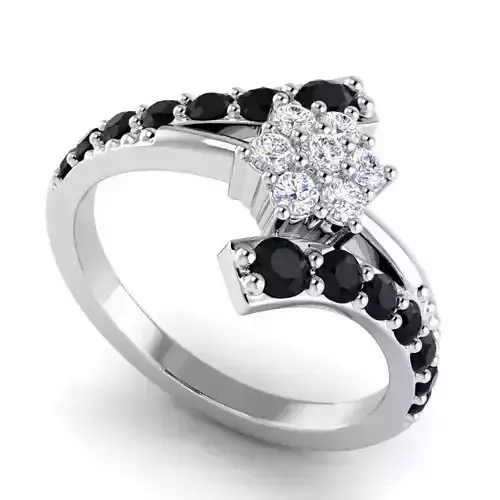 Flower Shaped Spiral Engagement Ring With Diamonds