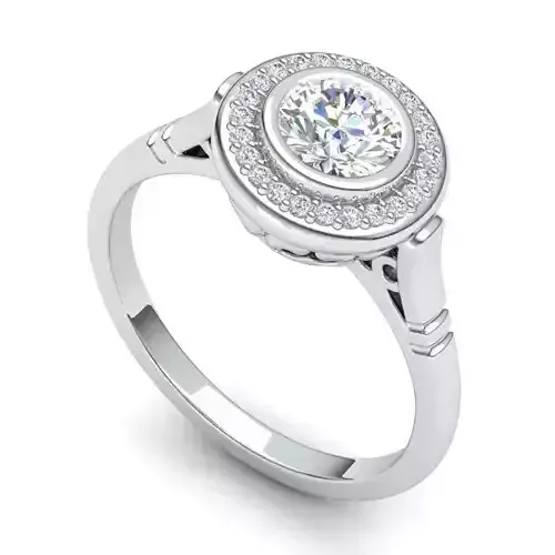 Round Shaped Engagement Ring With Diamonds 25