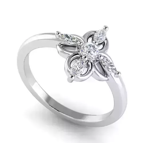 Flower Shaped Engagement Ring With Diamonds 43