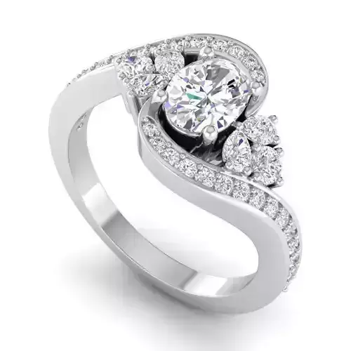 Floral Design Spiral Engagement Ring With Diamonds 1