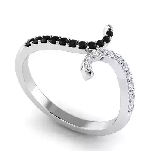 Spiral Shaped Engagement Ring With Black Diamonds 5